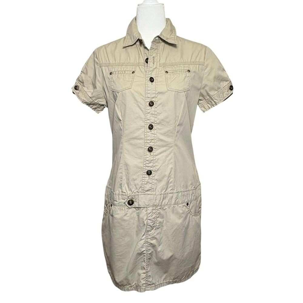 No Boundaries Mini Dress Women's M (7/9) Khaki Utility Cargocore Safari Style